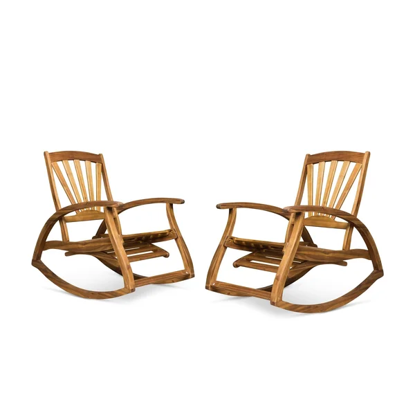 Sunview Outdoor Rustic Acacia Wood Recliner Rocking Chairs (Set of 2) by Christopher Knight Home - Teak