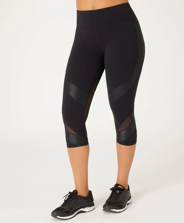 Sweaty Betty Workout Leggings - Power Mesh Cropped, Black, Women's L