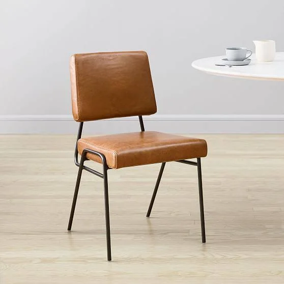 Wire Frame Dining Chair - Sierra Leather, Gray, Antique Bronze