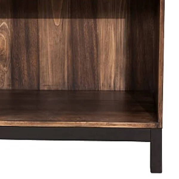 Benzara BM205706 Two Tone Nightstand with 1 Drawer and 1 Open Compartment Brown