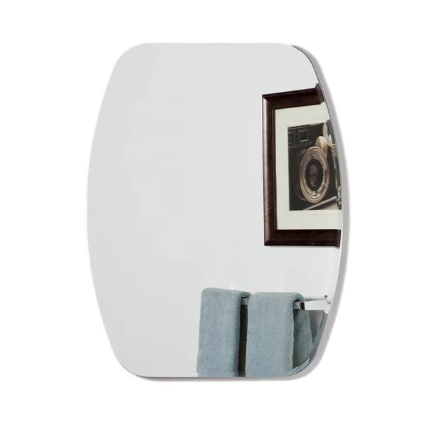 Decor Wonderland Sydney Mini 22 in. x 28 in. Oval Beveled Frameless Bathroom Vanity Mirror with Dual Mounting Brackets, Silver
