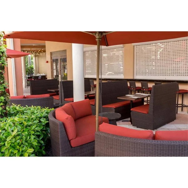 Source Furniture Boca Duraweave/Wicker Outdoor Dining Booth Highback - Espresso - SF-2015-166