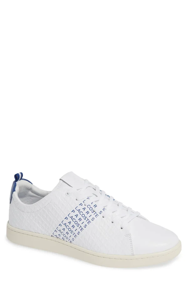 Lacoste Men's Carnaby Evo Sneaker, White/Dark Blue