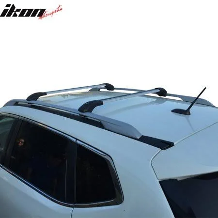 Ikon Motorsports Crossbars Fits 2014-2019 Nissan Rogue, OE Fit Luxury Style Cross Bar Roof Rack Black Cap Set