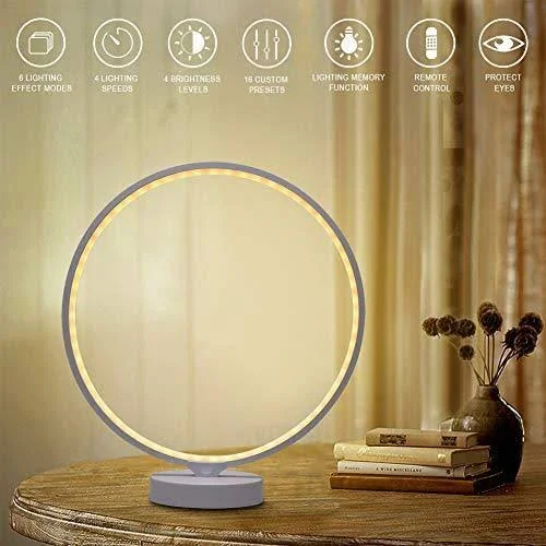 SUNY 7 Colors Dimmable Bedroom Nightstand Lamps - 6 Lighting Effect Modes LED Bedside Lamp Warm Light Modern Circle Table Lamp
