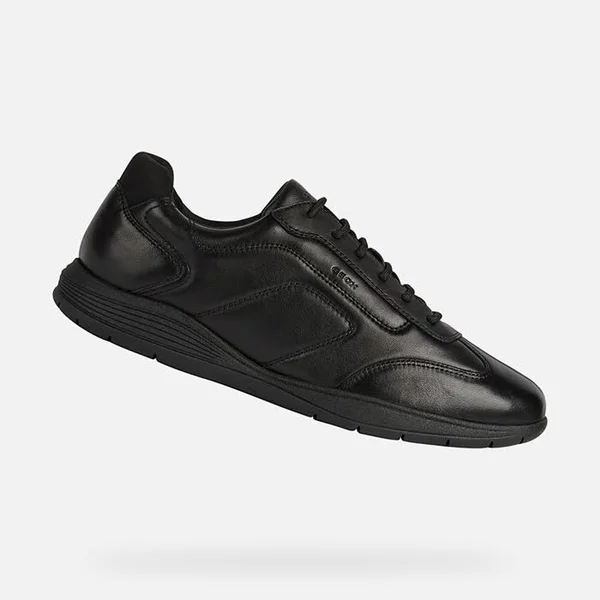 Geox Man Sneakers Black Size 11 Soft Leather, Textile fibers
