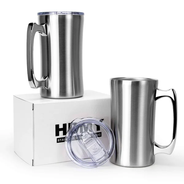 HDMY Stainless Steel Double Walled Mugs 20 oz Metal Coffee & Tea u0026Wine Cup (Double)