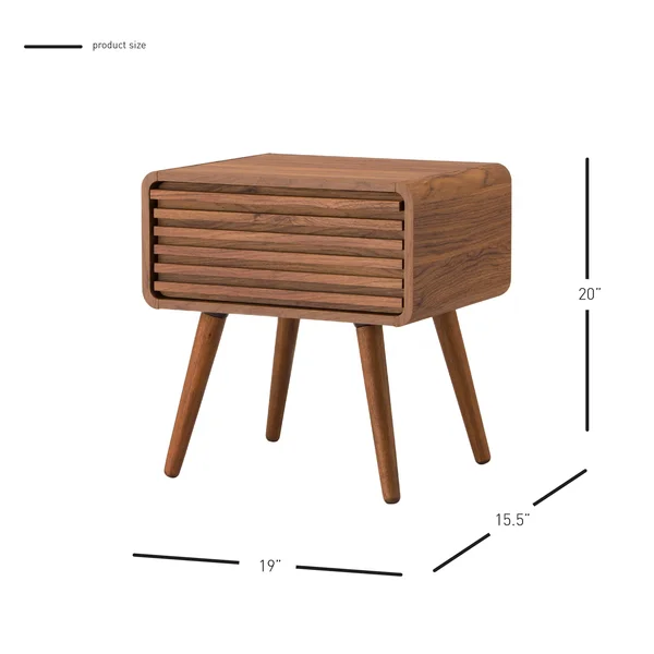 New Pacific Direct Wilson Slat Side Table - Walnut