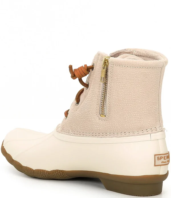 Women's Sperry Saltwater Serpent Leather Duck Boot Black - Size 6M