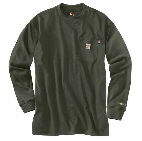Carhartt Flame-Resistant Force Cotton Long-Sleeve T-Shirt, Olive