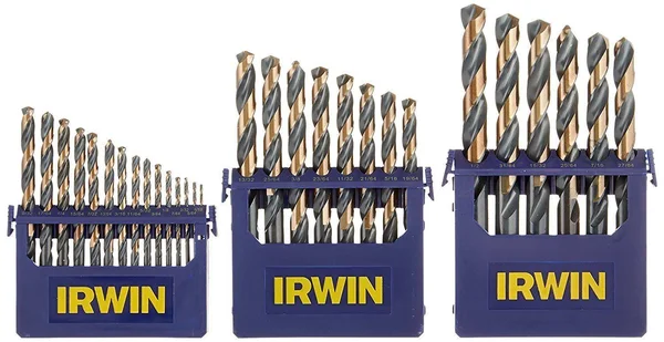 Irwin Tools 3018005 Black & Gold High-Speed Metal Index Drill Bit Set with Case