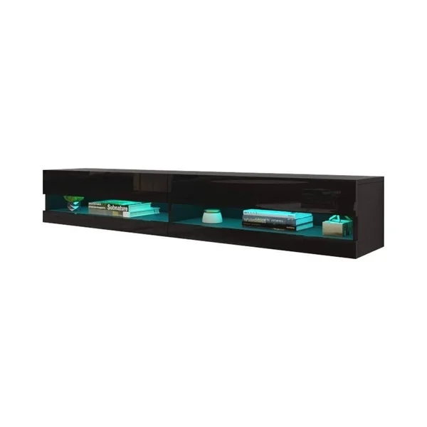 Vigo 180 Wall-Mount Floating 71-In. TV Stand w/ 16-Color LED (Black)