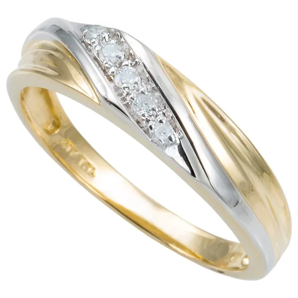 PalmBeach Jewelry Men's 1/10 TCW Round Diamond Two-Tone 10K Gold Diagonal Wedding Band Ring