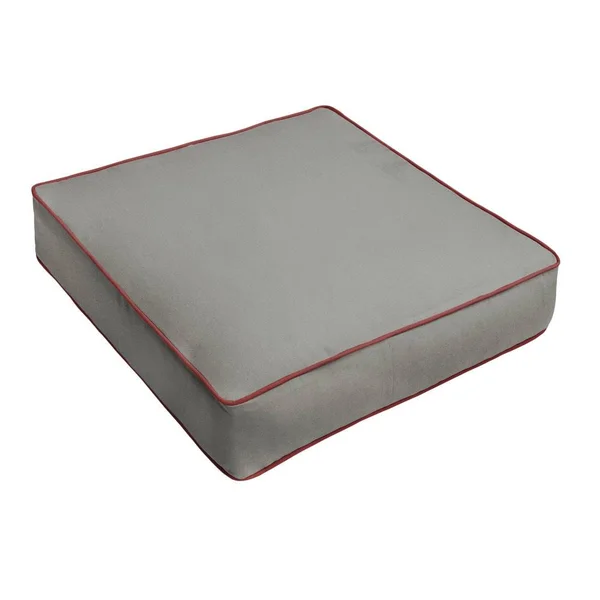 Humble and Haute Sunbrella Canvas Charcoal - Canvas Jockey Red Corded Indoor/ Outdoor Chair CUSHION, Size: 22.5 in W x 22.5 in D