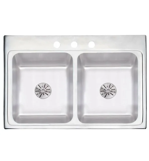 Elkay LR3322PDMR2 Stainless Steel Double Bowl Kitchen Sink Kit