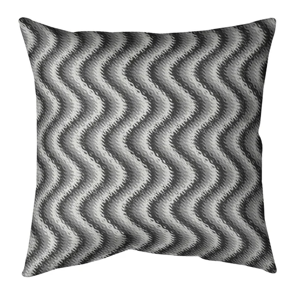 Black Wavy Stripes Throw Pillow - 20 x 20 - Black & Green - Linen