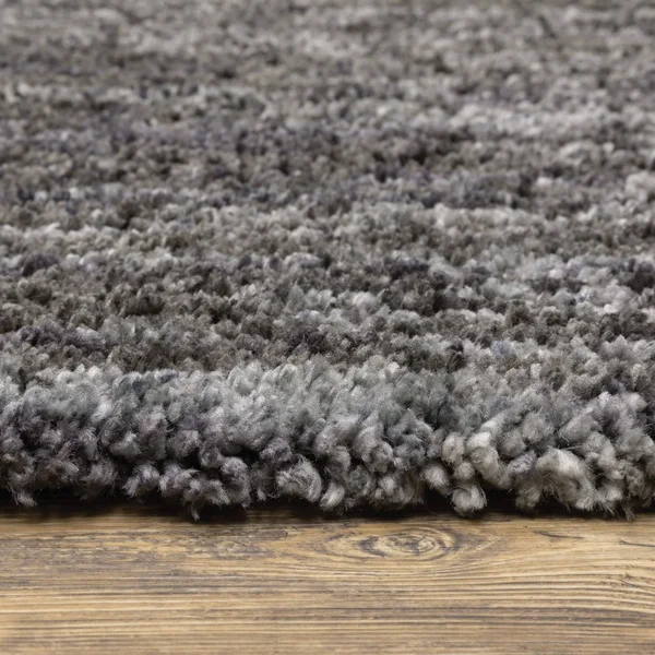 Archer Static Abstract Shag Area Rug - 2&3x22 x 7&6x22 - Charcoal/ Grey