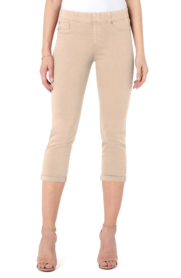 Liverpool Women's Chloe Crop Rolled Cuff High Performance Denim Jeans in Coral, Size 0