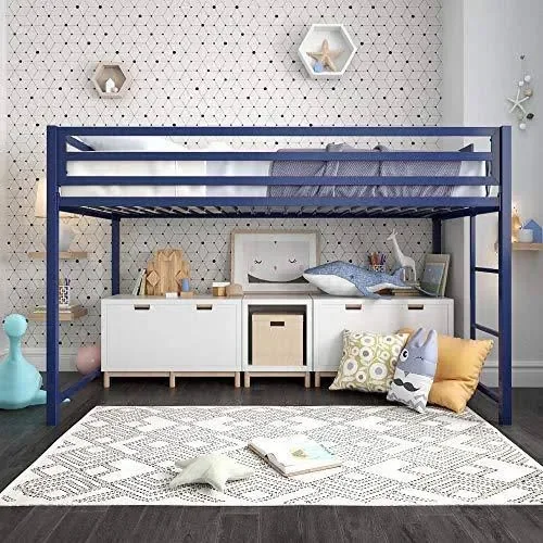 DHP Miles Metal Junior Twin Loft Bed, Blue