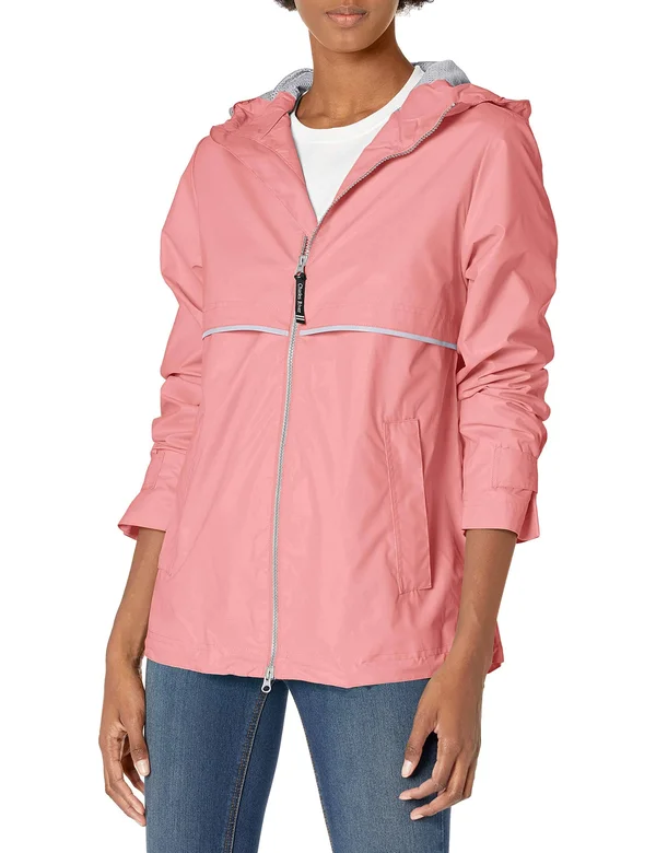 Charles River Apparel Women's New Englander Rain Jacket-coral-large
