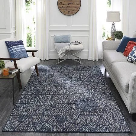 Scott Living Graphic Points Indigo 5 ft. 3 in. x 7 ft. 10 in. Geometric Area Rug - Blue