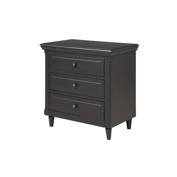 AOOLIVE 3-Drawer Nightstand Storage Wood Cabinet, Black Pine Wood - MDF