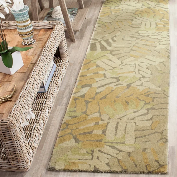 Safavieh 4& x 4& Round Martha Stewart Palm Leaf Oolong Tea Rug