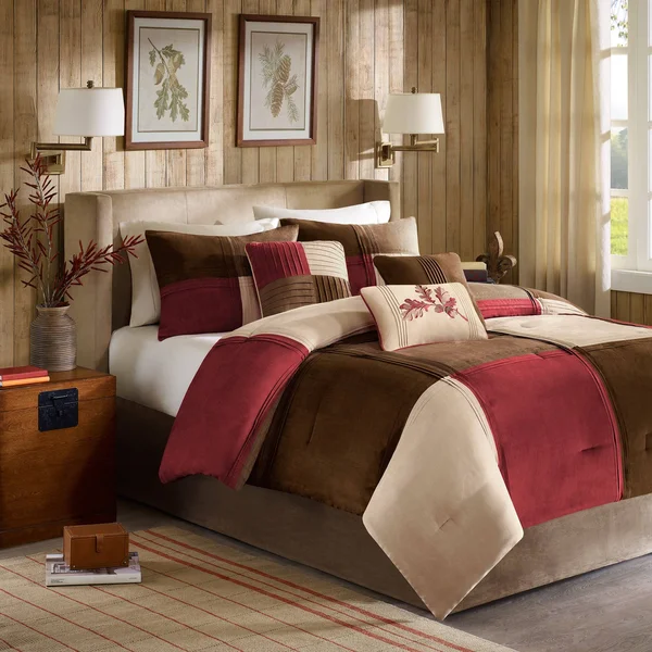 Madison Park - Jackson Blocks 7 Piece Comforter Set - Red - Cal King