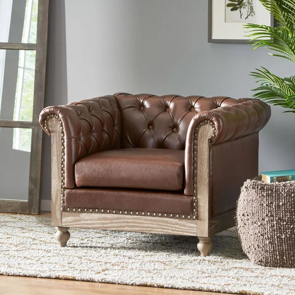 Christopher Knight Home Castalia Club Chair, Dark Brown + Natural
