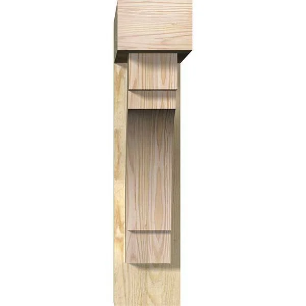 Ekena Millwork BKT0604X22X26MRC05RDF 6x22W x 22x22D x 26x22H Merced Block Rough Sawn Bracket w/ Offset Brace, Douglas Fir