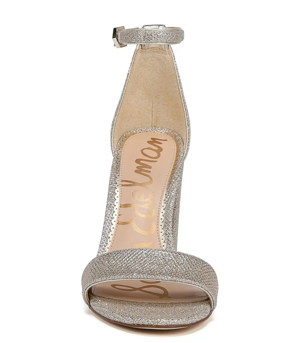Sam Edelman Yaro Ankle Strap Sandal Heel Jute Glam Mesh 1, Women's, Size: 9.5, Gold