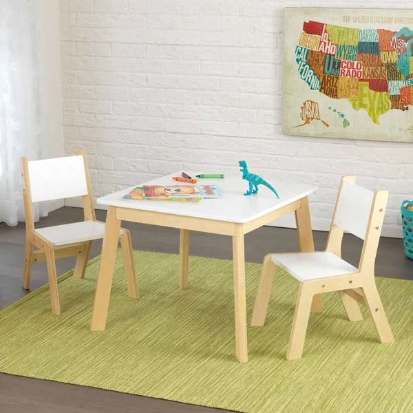 KidKraft Modern Table & 2 Chair Set - White/Beige