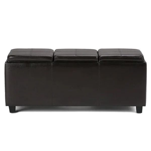 WYNDENHALL Franklin 42 inch Wide Contemporary Rectangle Storage Ottoman Faux Air Leather (Chocolate Brown)