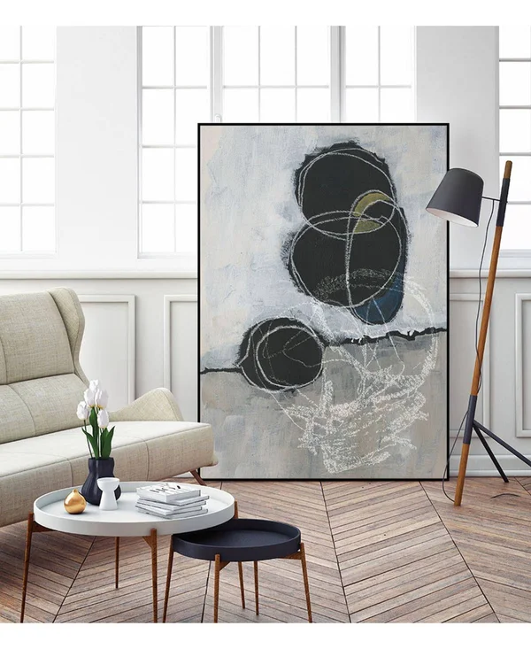 Giant Art 40x22 x 30x22 Primary Orbs I Art Block Framed Canvas - Tan