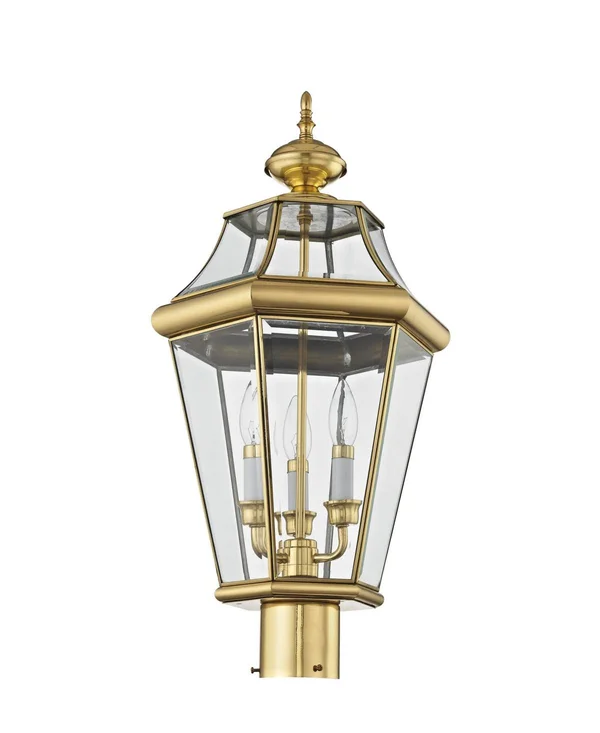 Livex Lighting Georgetown 3 Light Outdoor Post Lantern, Bronze 2364-07