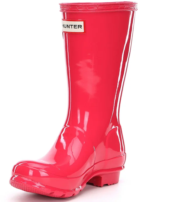 Hunter Kids& Original Gloss Waterproof Buckle Strap Rain Boots Youth - 2m Youth