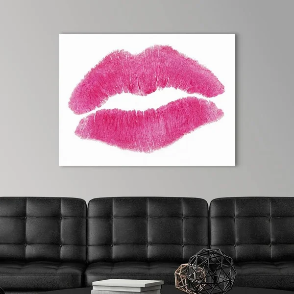 Pink Lipstick Kiss, Large Solid-Faced Canvas Wall Art Print, Great Big Canvas