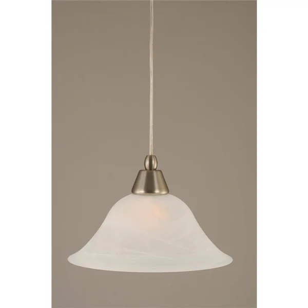 Toltec Lighting-22-BN-510-One Light Cord Mini-Pendant Brushed Nickel Finish with White Alabaster Glass