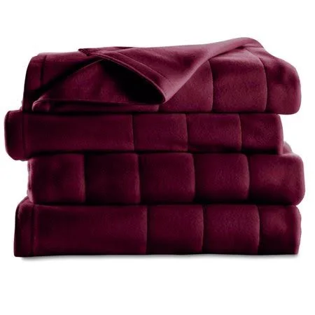 Sunbeam Heated Electric Fleece Blanket with 5 Heat Settings - King, Garnet