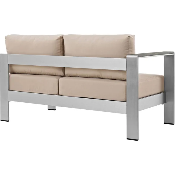 Modway Shore Left-arm Corner Sectional Outdoor Patio Aluminum Loveseat - Silver Orange