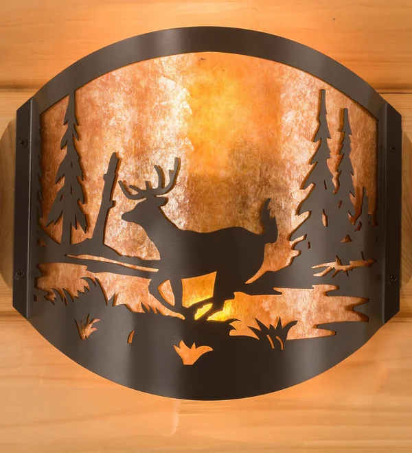 Meyda 11x22 Wide Deer at Lake Wall Sconce - 188367