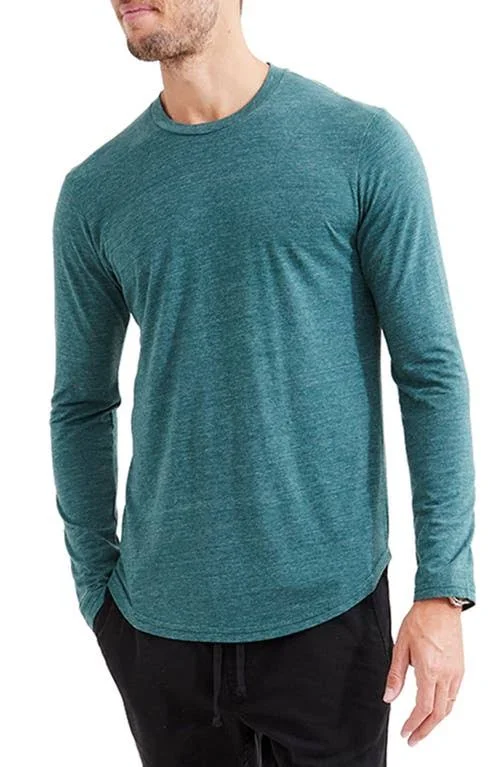 Goodlife Tri-Blend L/S Scallop Crewneck T-Shirt, Jungle Green