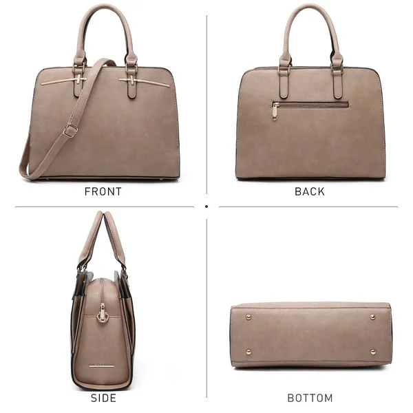 Women's MK Belted Collection Compartment Satchel with Wristlet Brown