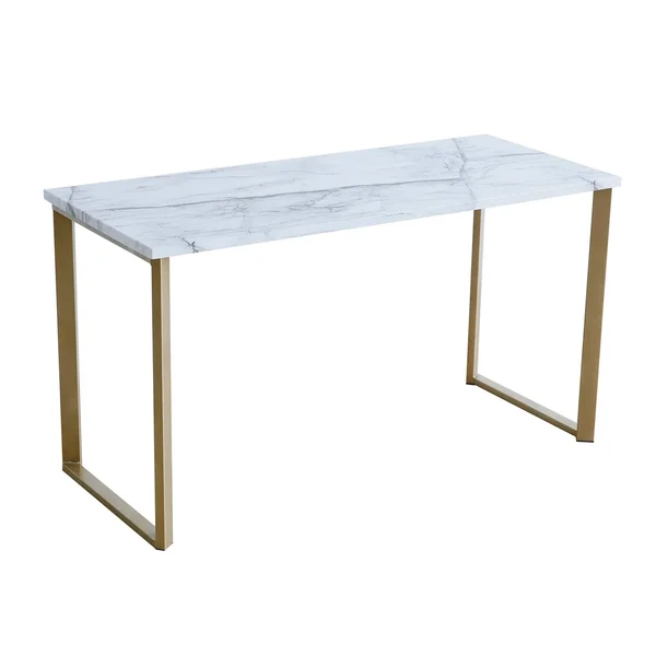 Roomfitters White Faux Marble Print Writing Desk (Gold) - Powder Coated