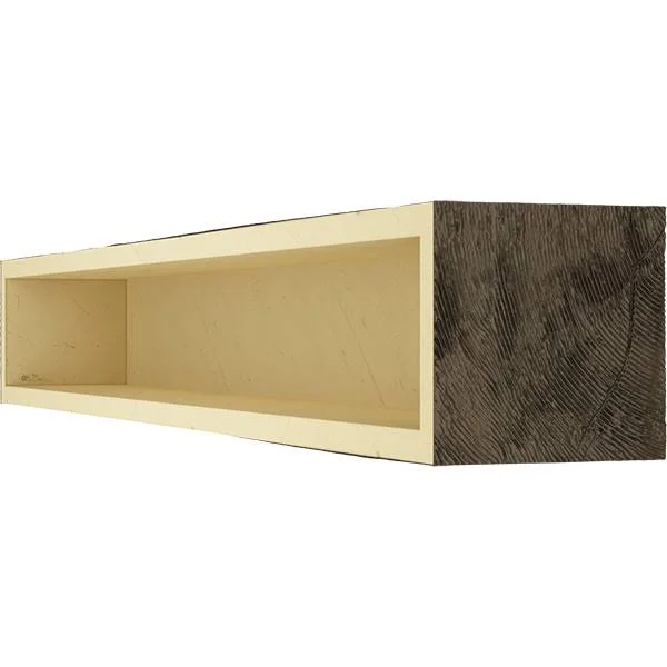 Ekena Millwork MANURS04X06X48ZW 4x22H x 6x22D x 48x22W Rough Sawn Faux Wood Fireplace Mantel - Premium Walnut