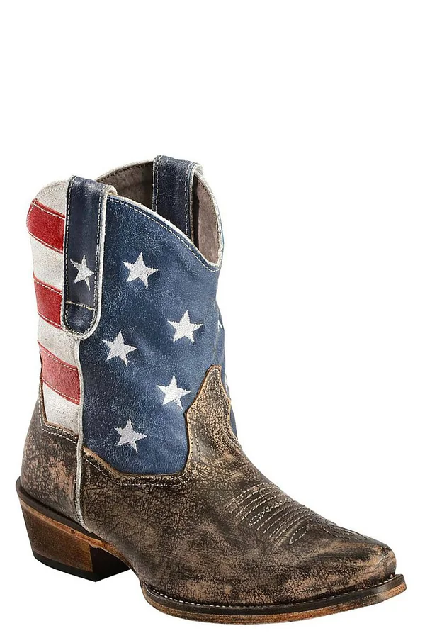 Roper American Flag Shorty - Brown - Ankle Boots