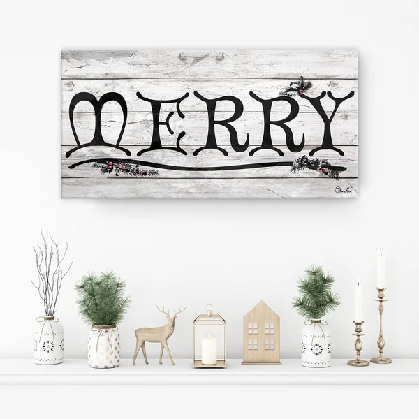 &Merry& Holiday Canvas Wall Art - Ready2HangArt 24x22 W x 12x22 H