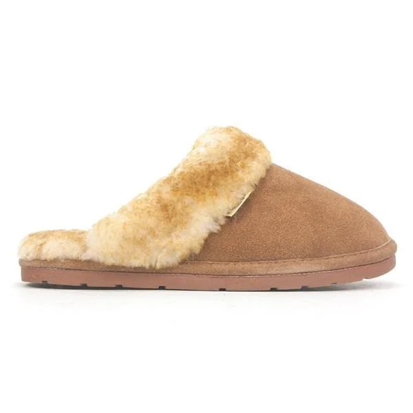 RJ Fuzzies Sheepskin RJS-100-BLACK-M Ladies SCUFF, Black - Medium