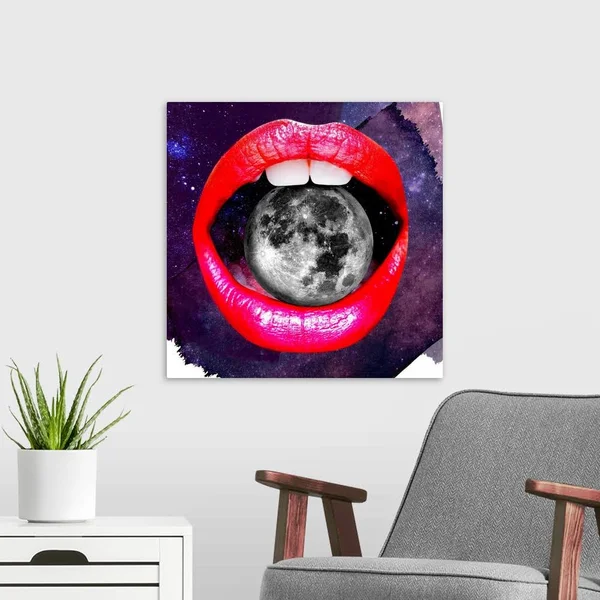 Lips - Moon Mouth, Canvas Wall Art, 20x20, Great Big Canvas
