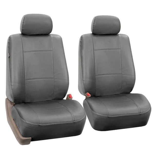FH Group Gray Faux Leather AIRBAG Compatible and Split Bench Car Seat Covers Full Set